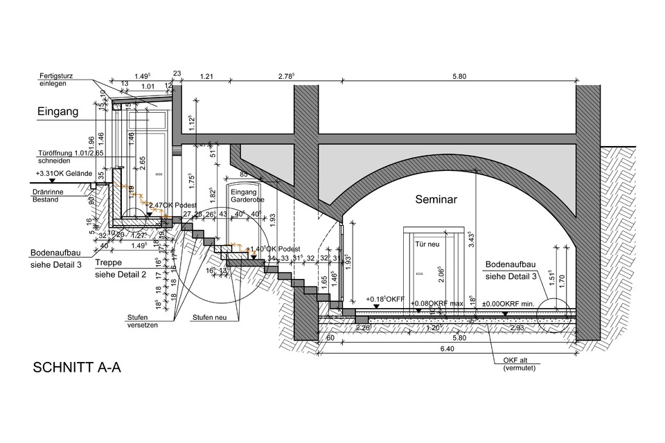 Schnitt durch das Gewölbe