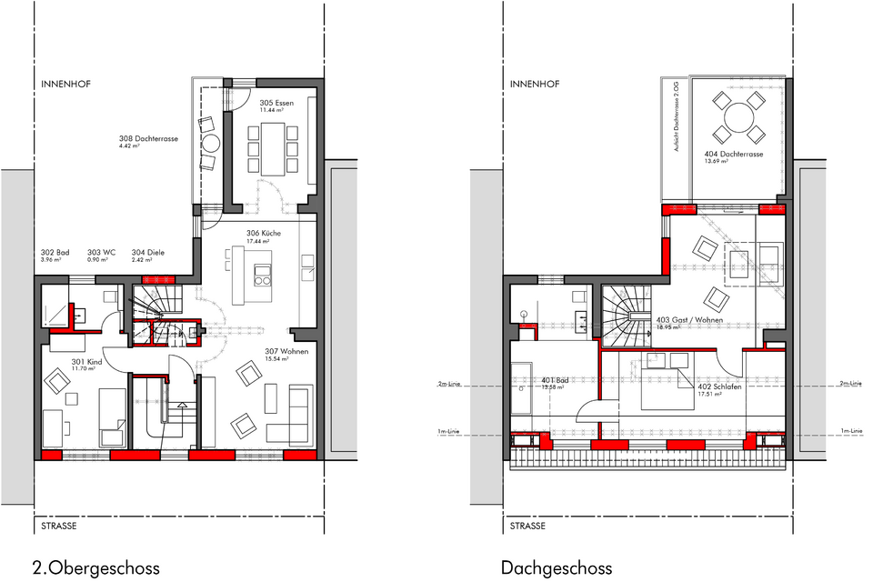 Grundrisse 2. OG und DG