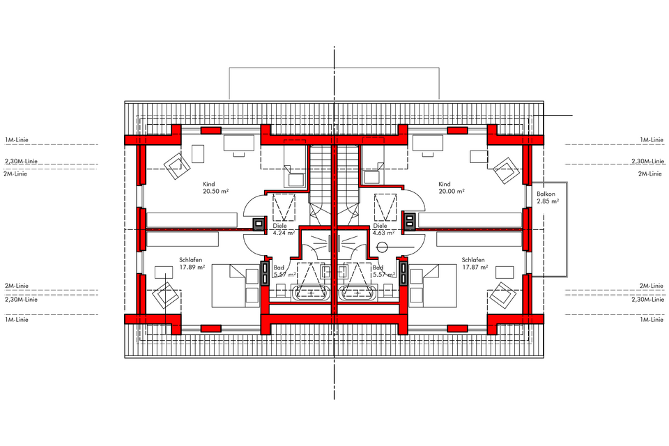 Grundriss obere Maisonette-Etage